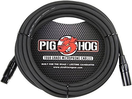 Pig Hog PHM20 Hochleistungs-XLR-Mikrofonkabel, 8 mm, 6 m, Schwarz