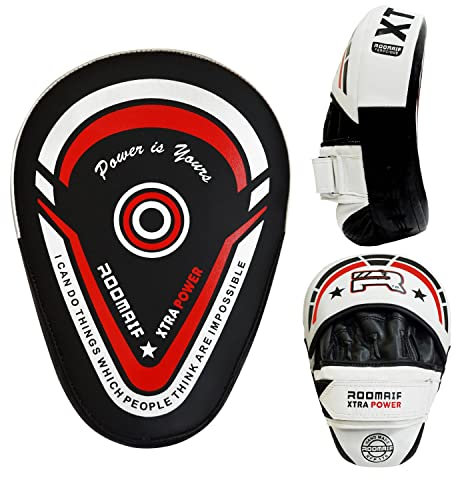 ROOMAIF Handpratzen Pratze Boxen Schlagpolster Boxtraining Pratzen Focus Pads DE (Schwarz Rot, Standard)