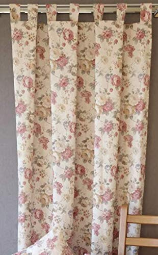 Raebel Cortina con trabillas (140 x 245 cm), diseño de rosas, multicolor