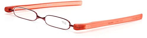 PODREADER Lesebrille Lesehilfe und Etui in Einem, der neue Trend, klappbar, faltbar, platzsparend, von +1,00 bis +3,00 Dioptrien sowie in trendigen Farben wählbar (+ 2.5 Dpt, Rot/Orange)