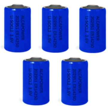 ALCAPOWER Batteria PILA Litio Li-SOCL2 1/2 AA 3,6V 1200mAh (Confezione da 5)
