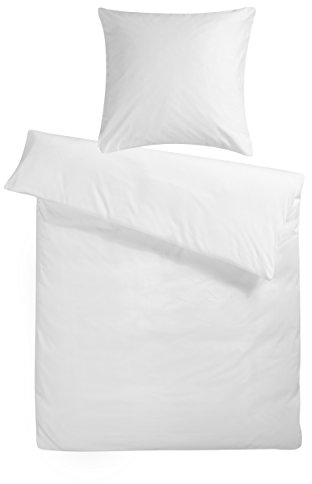 Carpe Sonno Biber Bettwäsche 135x200cm Weiß [Made in Germany] - 100% Baumwolle - Set 2 teilig Kissen und Decke | Flanell Bettwäsche 135x200 Winter | Biber Bettbezug | Winterbettwäsche kuschelig