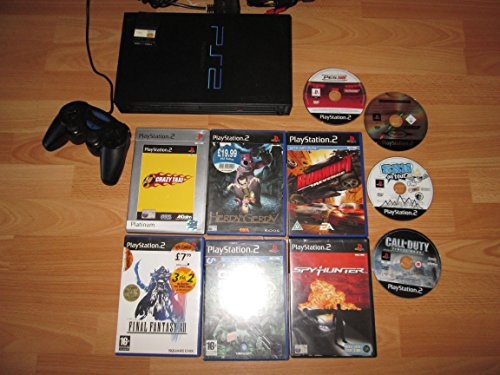 PS2 Console & 10 Game Bundle with Controller & 8MB Memory Card