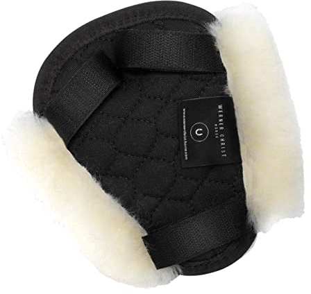 Werner Christ ® Vorderzeugunterlage mit Klettverschluss aus echtem medizinischem Fell für Pferde, in schwarz Natur