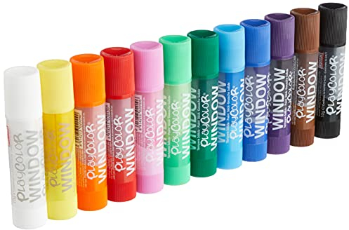 PLAYCOLOR 936010 Buntstiftkasten 12 feste Temperafarben WINDOW ONE X12 MULTICOLOR 12 Stück (1er Pack)