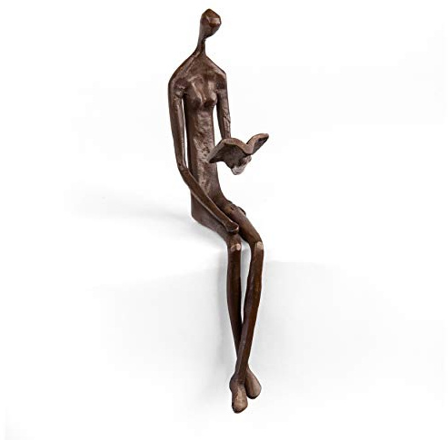 Danya B. ZD8354 Contemporary Home and Office Décor – Bronze Sculpture of Woman Reading Book on a Ledge