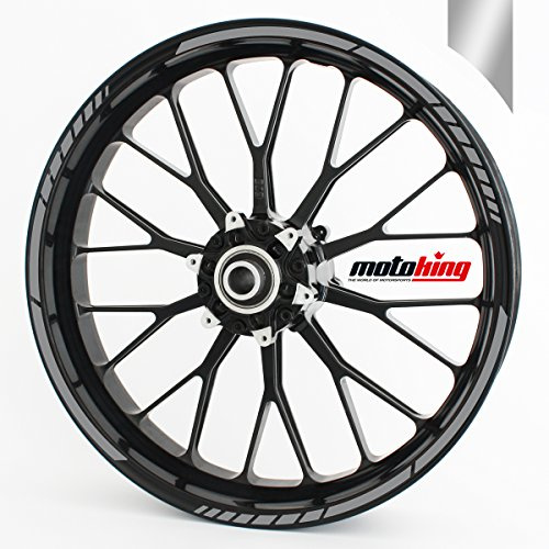 Felgenrandaufkleber GP im GP-Design passend für 17 Zoll und 16 18 19 Felgen für Motorrad, Auto & mehr - Silber