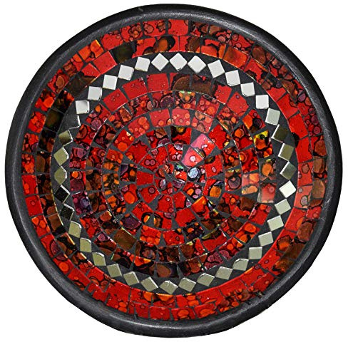 Simandra Mosaikschale Tonschale Glasschale Dekoschale Mosaik Kunsthandwerk Glassteine Deko rund Spiegel L Farbe Rot
