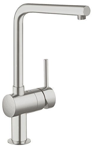 GROHE Minta Einhand- Spültischarmatur (L-Auslauf, variable Mengenbegrenzung, schnelle Montage, flexible Anschlussschläuche), supersteel, 31375DC0