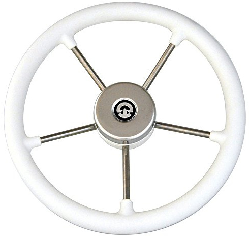 Steuerrad Edelstahl Riviera Bootslenkrad 325 mm Durchmesser mit Universalkonus Nabe Bootssteuerrad Weiß, Lenkrad Steuerrad Boot Schiff Schiffssteuerrad Yacht Motorboot