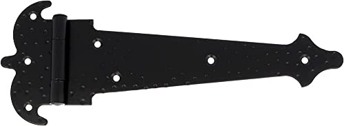 Amig - Bisagra Reforzada de Acero 554 - Estilo Forja Decorativa para Puertas Rústicas - Fácil Instalación - Incluye Tornillos, Negro, 200x2mm, Acero Aleado