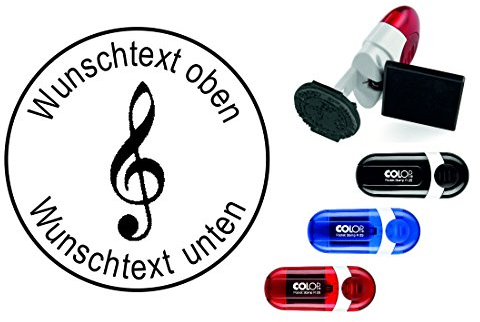 Geocachingstempel « NOTENSCHLÜSSEL » mit persönlichem Cachernamen/Nickname Name - Runder Stempel Geocaching Pocketstempel Logbuch