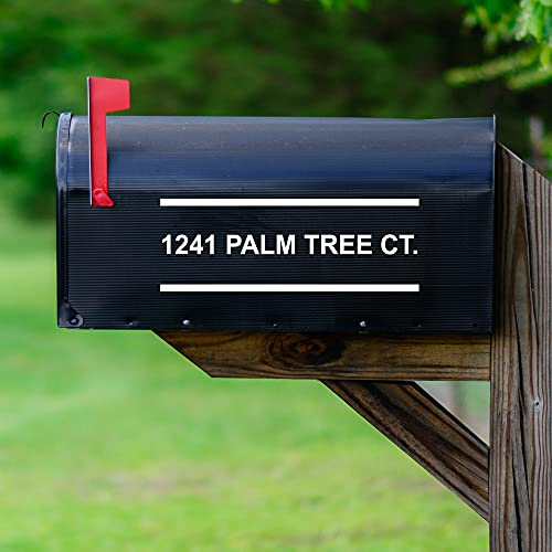 Custom Mailbox Decals Street Address Street Name Custom Feature Design Mailbox Sticker Vinyl Letters VWAQ-CMB3 (White)