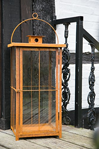 KUHEIGA RIESIGE stabile Laterne H: 120cm B: 50cm Rost Metalllaterne Stalllaterne