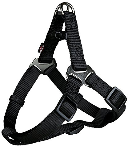 TRIXIE Premium One Touch Geschirr Größe M: Brustumfang 50–65 cm/20 mm in schwarz - leicht anzulegendes verstellbares Hundegeschirr mit zugentlastender Schnalle für mittelgroße Hunde, 204501