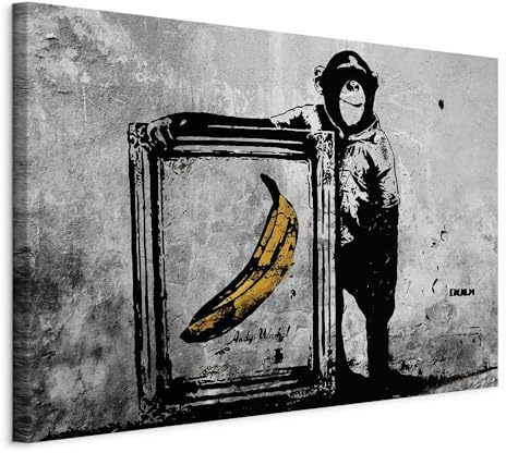 B&D XXL - Leinwandbild Affe Graffiti Urban, 60x40 cm, 1-teilig, Wohnzimmer | Hochwertige Leinwand, sofort aufhängbar, ideal fürs Wohn- oder Schlafzimmer, wasserfest und lichtecht, langlebig, stilvoll