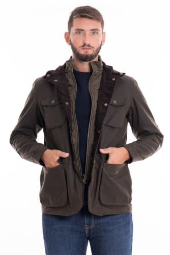 Barbour Ogston - Giacca Cerata da Uomo, Taglia L, Colore: Verde Oliva