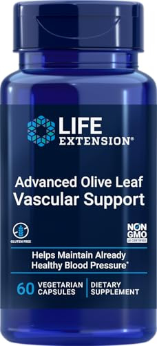 Life Extension Advanced Olive Leaf Vascular Support, Olive Extract, Celery Extract, oleuropein, Blood Pressure Health Support, Cardiovascular Health, Vegetarian, Gluten-Free, Non-GMO, 60 Capsules