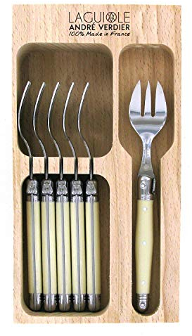 Laguiole 6pc Cake Fork Set in CD (Ivory)