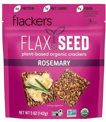 Doctor in the Kitchen Flaxseed Crackers, Rosemary, 5-ounce Pack of 2