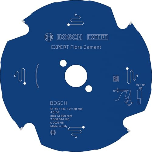 Bosch 1x EXPERT Fibre Cement Kreissägeblatt für Handkreissägen (für Faserzementplatten, Ø mm, Professional Zubehör kabelgebundene Handkreissägen)