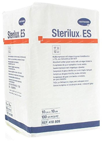 Paul Hartmann Sterilux non-sterile absorbent cotton gauze swabs 10cm*10cm (pack of 100)