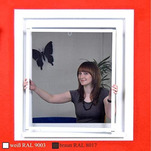 Premium Slim Fliegengitter für Fenster als Alubausatz mit Fiberglasgewebe - Profi Insektenschutz - 80 cm x 100 cm | weißer Rahmen