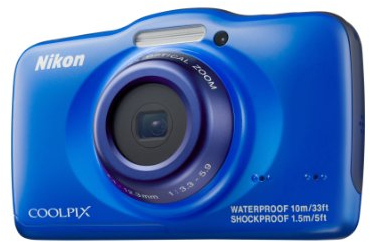 Nikon Coolpix S32 Digitalkamera (13 Megapixel, 3-Fach optischer Weitwinkel-Zoom, 6,7 cm (2,7 Zoll) LCD-Monitor, Full-HD-Videofunktion, Kreativ-Effekte, wasserdicht, stoßfest) blau