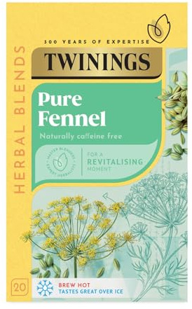 Twinings Pure Fennel Herbal Infusion Flavoured Tea - 20 Biodegradable Tea Bags Soothing Digestive Aid Caffeine-Free Freshness Guaranteed