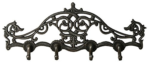 Decobay.eu Kleine Garderobe 4 Haken Nostalgie Antik Design Hakenleiste Barock Verzierungen