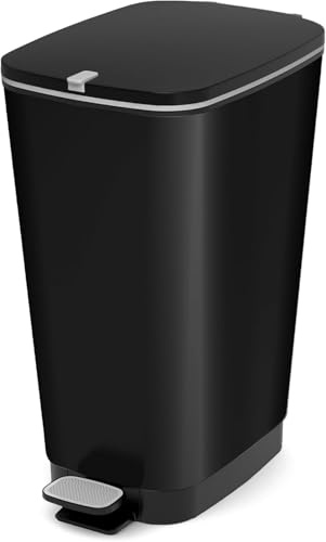 Chic L Poubelle à pédale en plastique 45 l Anti-odeurs Metal Black