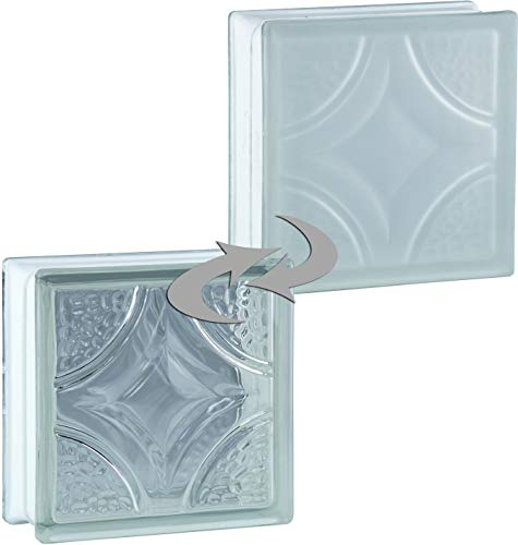 Fuchs Design BM Glasbausteine Rombo SUPER White einseitig satiniert, 19 x 19 x 8 cm - 6 Stück