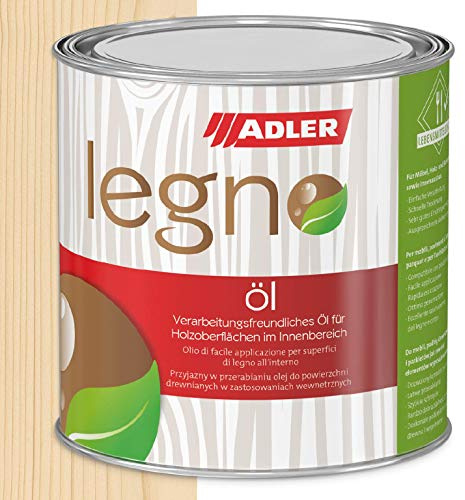 ADLER Legno Öl - Universelles Holzöl farblos für Laub- und Nadelhölzer im Innenbereich - Holzschutz & Pflege mit Holzpflegeöl für Möbel, Innenausbau & Holzböden - Weiß 5l