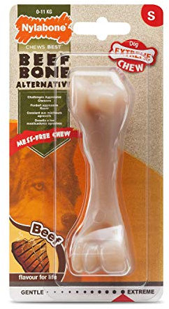 Interpet NMB600PEU Nylabone Kauspielzeug für extreme Kauer, Rinderknochen - Rindergeschmack, S