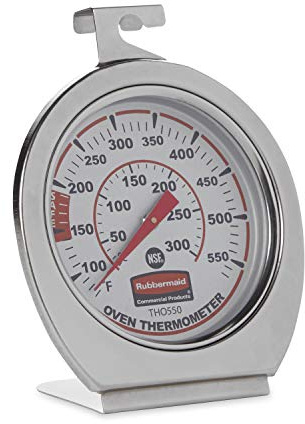 Rubbermaid Commercial Products Stainless Steel Monitoring Thermometer, Safe for Inside Oven/Grill/Smoker, 60-580°F Range, Easy to Read Food Thermometer For Food Resturant/Home Cooking