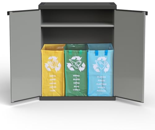 Kreher Verschließbarer Mülltrenner mit spritzwassergeschützter Deckel- & Bodenplatte - stabil und verschließbar für einfaches recyceln drinnen und draußen