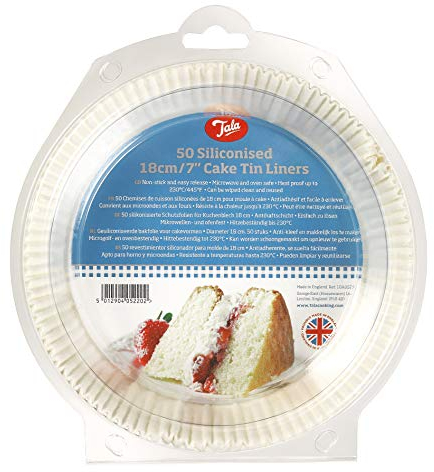 Tala Forros para Tartas, Papel, Blanco, 18 cm Cake Tin, 50