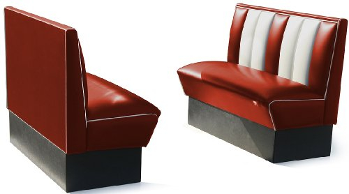 Bel Air Dinerbank & Eckbank – Retro Sitzbank im Dinermöbel-Design – Perfekt für Gastronomie, Lounge & Zuhause – Robuste Verarbeitung & komfortable Polsterung (Ruby/White)