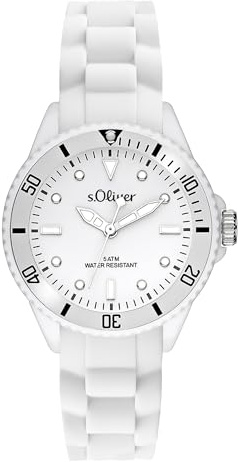 s.Oliver Armbanduhr mit Silikonband - 35 mm - Unisex Silikonuhr für Damen, Herren, Kinder und Teens - analoge Armbanduhr mit Quarzwerk - hoher 5 ATM wasserdicht - Kratzfest