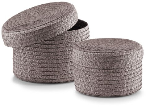 Zeller 14122 Korb-Set mit Deckel, 2-teilig, rund, PP, ø 16 x 10, ø 17 x 12 cm, grau