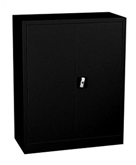 Flügeltürenschrank Aktenschrank schwarz 100x80x38cm | Komplett montiert, Metallschrank abschließbar, black