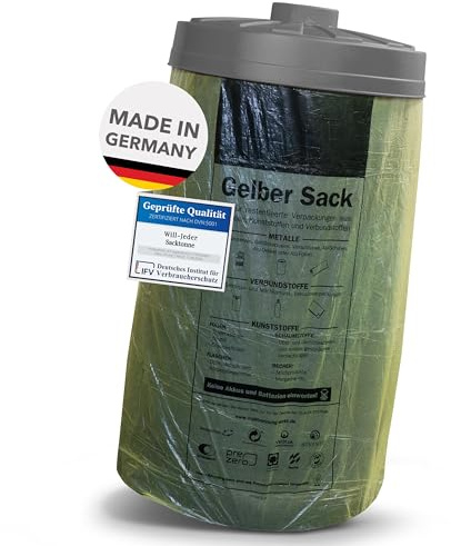 Will-Jeder Sacktonne schwarz mit grauem Deckel - für Gelber Sack Ständer Müllsackständer, Müllständer, Wertstoffbehälter