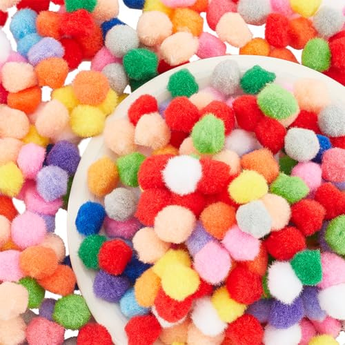 PandaHall Elite 500 Stück 20mm Bunt Mini Pompons zum Basteln toll Figuren und Dekoration für Handwerkmachen und Hobbybedarf