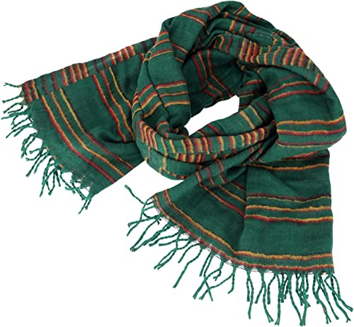 GURU SHOP Weicher Goa Schal/Stola, Schultertuch, Flauschige Decke - Grün/senfgelb, Herren/Damen, Synthetisch