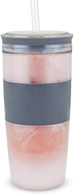 Host Bicchieri Refrigeranti Con Gambo e Coperchio per Bevande da Congelatore, Con Isolamento a Doppia Parete e Coperchio, per Vino Rosso e Bianco, 250 ml, Grigio