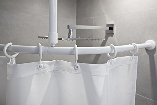 ALU BOGENSTANGE BARRIEREFREI 80x80 cm DUSCHVORHANGSTANGE OVALSTANGE WEISS