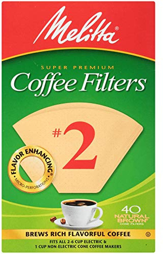Melitta 612412 #2 Natural Brown Cone Coffee Filters 40 Count