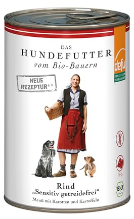 defu Hundefutter | 12 x 410 g | Bio Rind Sensitiv getreidefrei | Premium Bio Nassfutter Menü | Alleinfuttermittel für Hunde