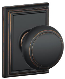 Schlage F10 AND 716 ADD Andover Door Knob with Addison Trim, Hall & Closet Passage Lock, Aged Bronze