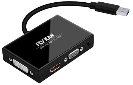 Adaptador de tarjeta de vídeo externa USB 3.0 a HDMI-VGA-DVI Monitor - Añade HDMI y DVI-D, o HDMI y VGA monitores duales, así como audio a tu portátil a través de USB 3.0 - KF083US